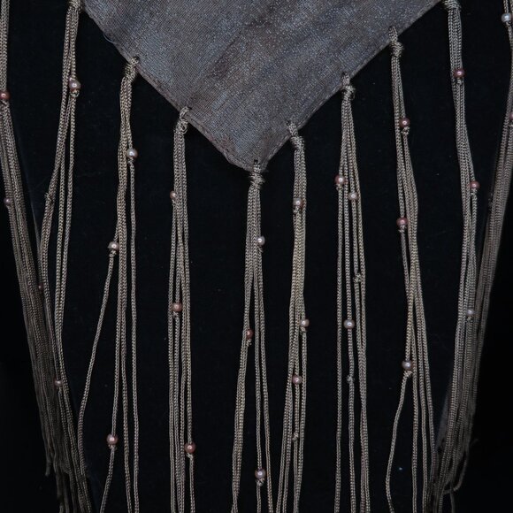 Triangular Brown Shawl with Fringe - Picture 6 of 7